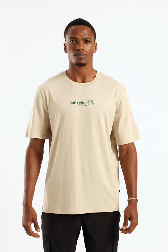 Photo Topographic Mt Front & Back Tee - Taupe
