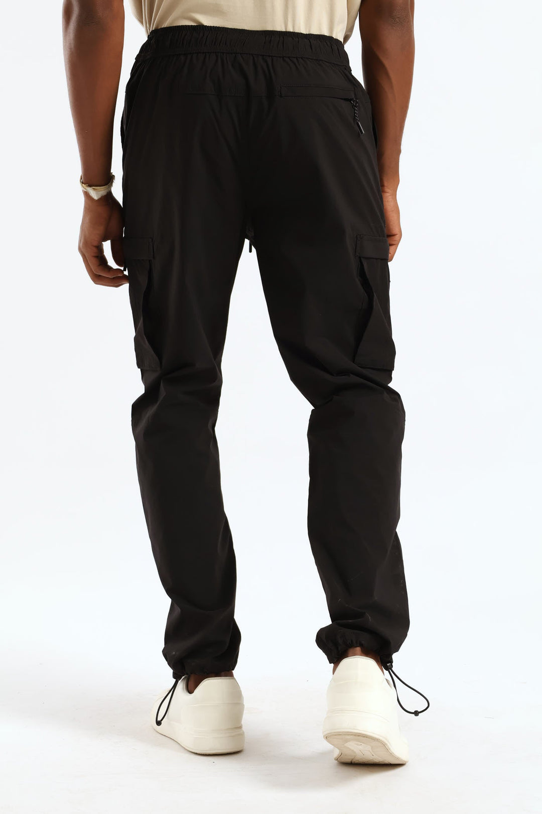 Zip Pocket Tech Utility Cargo Pants - Black