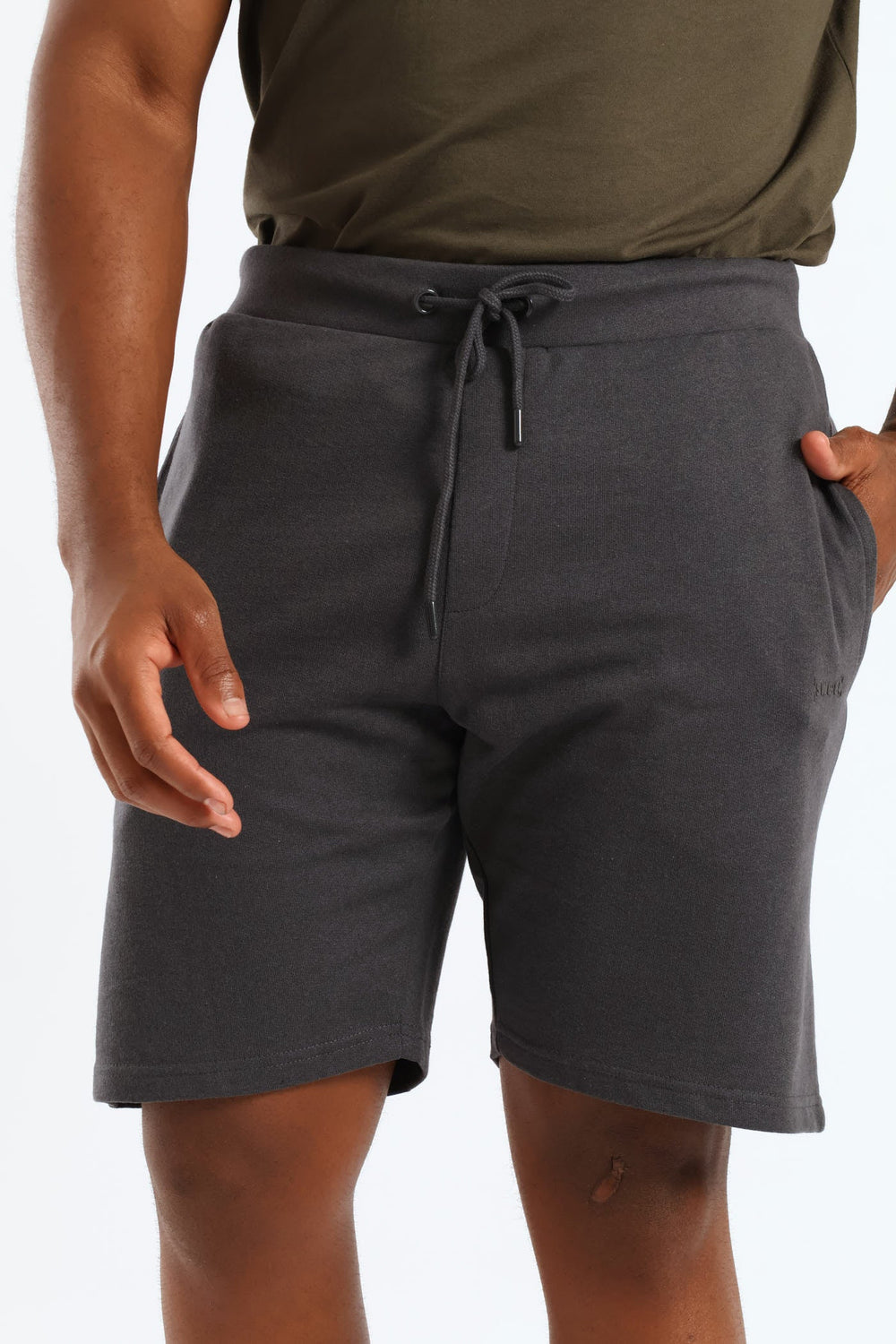 Basic Side Pocket Fleece Shorts - Charcoal